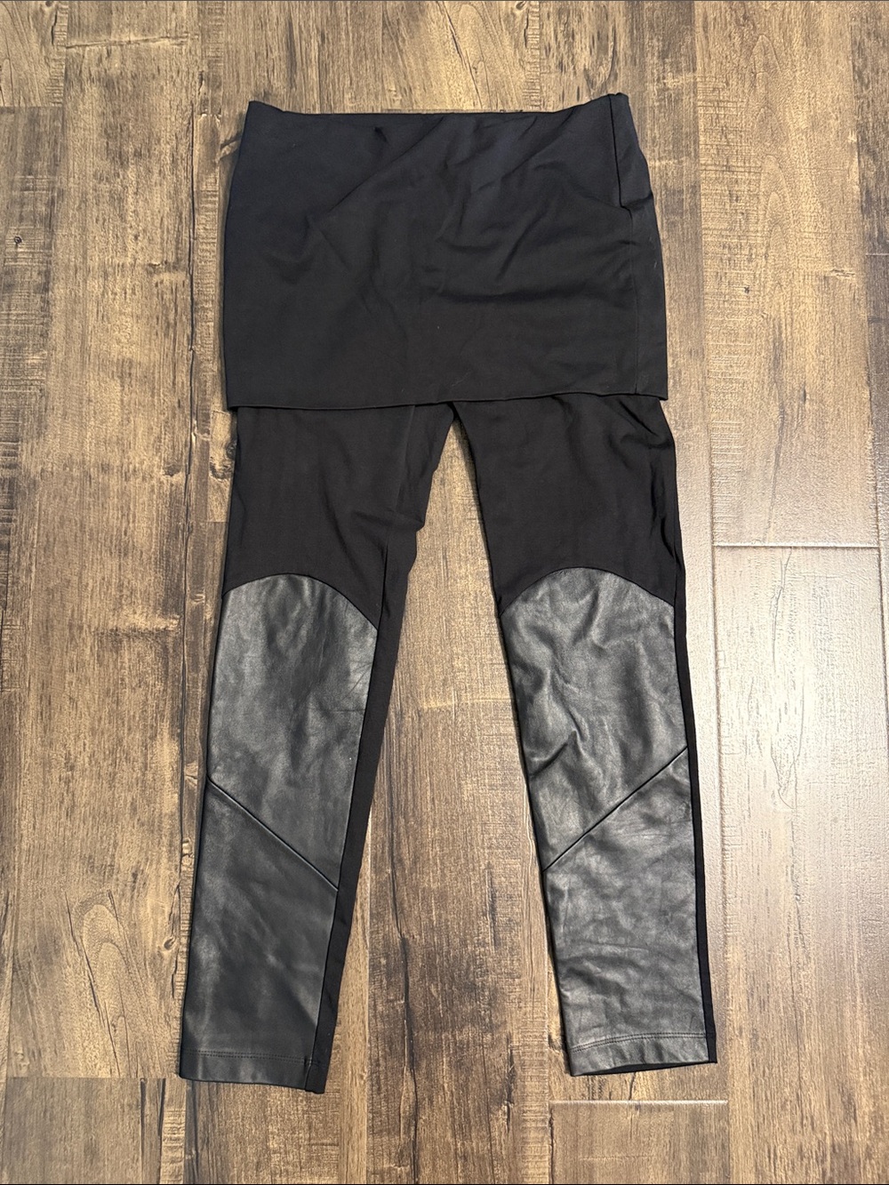 NWT Trendy Fold-Over Leggings with Faux Leather